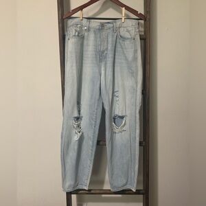 7 For All Mankind Distressed Light Blue Boyfriend Jeans